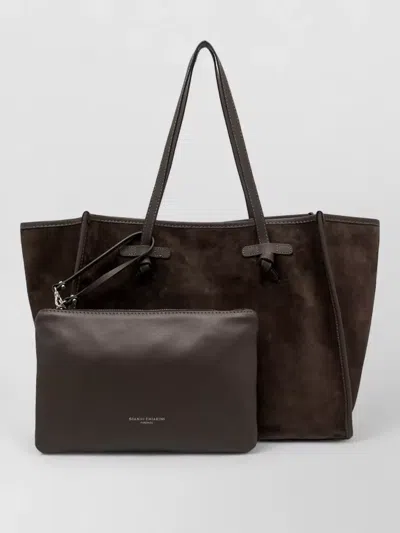 Gianni Chiarini Marcella Shoulder Bag Detachable Pouch Suede In Brown