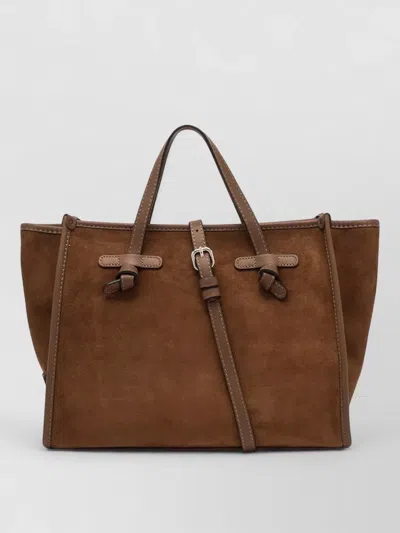 Gianni Chiarini Marcella Shoulder Bag Suede Top Handles Strap In Brown