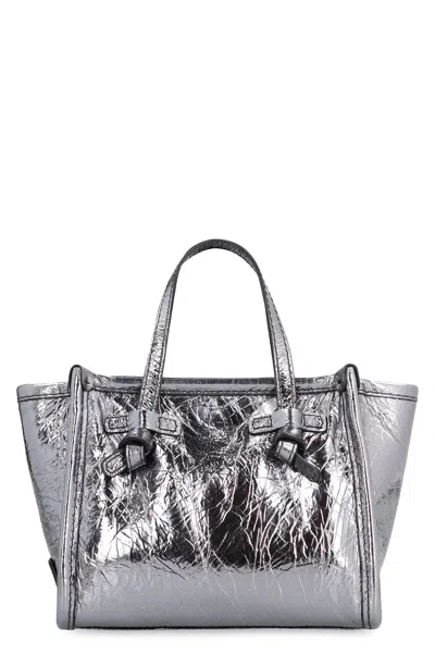 Gianni Chiarini Marcella Smooth Leather Tote Bag In Silver