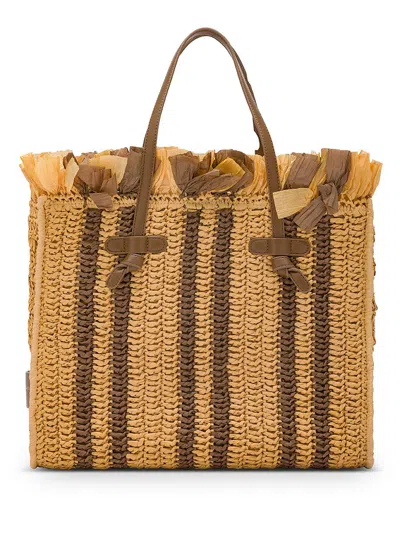 Gianni Chiarini Marcella Straw Effect Shopping Bag In Brown