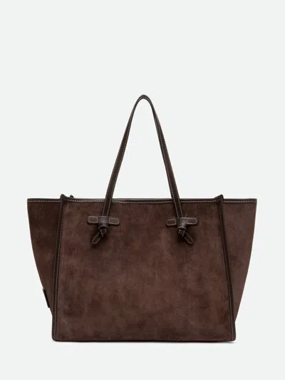 Gianni Chiarini Marcella Suede Calfskin Shoulder Bag In Coffee
