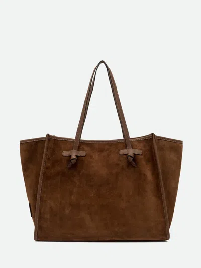 Gianni Chiarini Marcella Suede Calfskin Shoulder Bag In Hazel