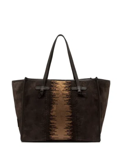 Gianni Chiarini Marcella Suede-leather Knotted Tote Bag In Brown
