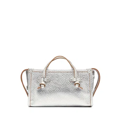 Gianni Chiarini Marcella Textured Silver Leather Shoulder Bag In White