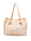 Gianni Chiarini Textured Pink Shopper Bag With Fluffy Exterior In Brown