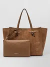 Gianni Chiarini Marcella Tote Bag Contrast Stitching Suede In Brown