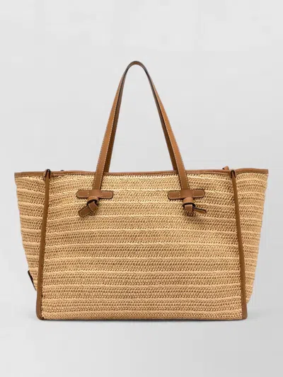 Gianni Chiarini Marcella Tote Bag Contrast Trim Woven In Brown