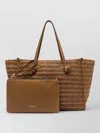 Gianni Chiarini Marcella Tote Bag Dual Handles Woven Texture In Brown