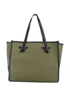 Gianni Chiarini 'marcella' Shopping Bag In Military Green Cotton In Green