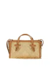 Gianni Chiarini Textured Woven Handbag With Leather Accents In Neutrals