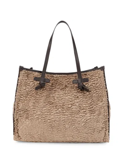 Gianni Chiarini Tote Bag In Faux Astrakhan In Neutral