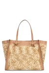 Gianni Chiarini Woven Texture Tote Bag With Leather Accents In Saddle Brown