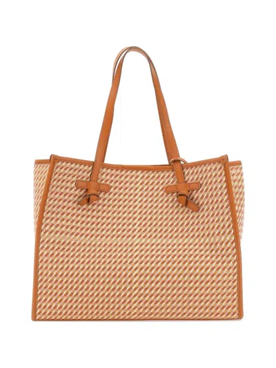 Gianni Chiarini Marcella Woven Houndstooth Tote Bag In Brown