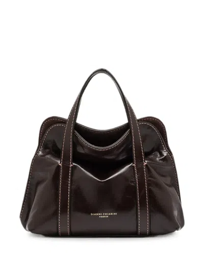 Gianni Chiarini Marghe Medium Contrast-stitch Leather Tote Bag In Brown