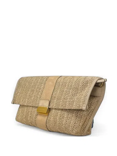Gianni Chiarini Marigold Woven Clutch Bag In Brown