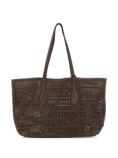 Gianni Chiarini Mashup Laser-cut Double-handle Shoulder Bag In Brown