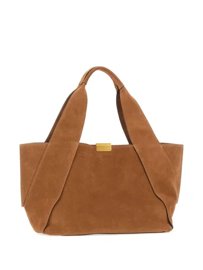 Gianni Chiarini Medium Dafne Suede Shoulder Bag In Brown