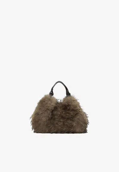 Gianni Chiarini Medium Dua Faux Fur Bag In Brown