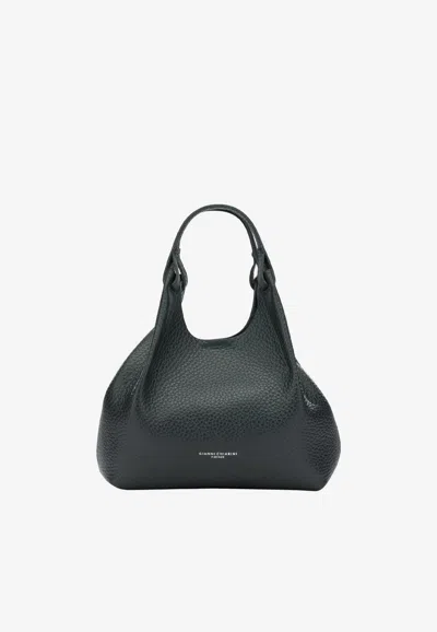 Gianni Chiarini Medium Dua Hammered Leather Shoulder Bag In Dark Green