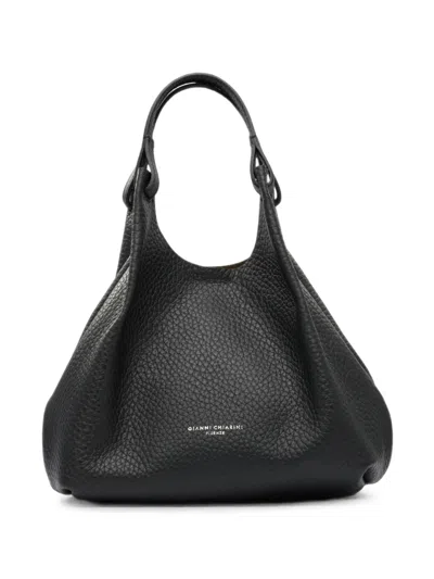 Gianni Chiarini Medium Dua Pebbled Leather Tote Bag In Black