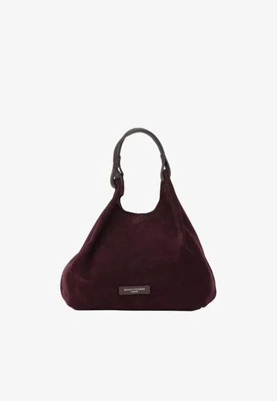 Gianni Chiarini Medium Dua Suede Shoulder Bag In Bordeaux
