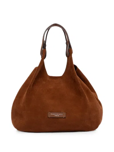 Gianni Chiarini Medium Dua Suede Shoulder Bag In Brown
