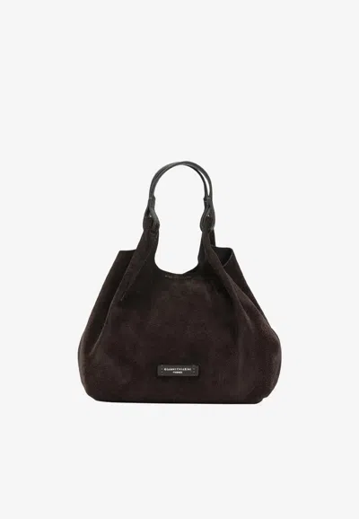 Gianni Chiarini Medium Dua Suede Shoulder Bag In Brown