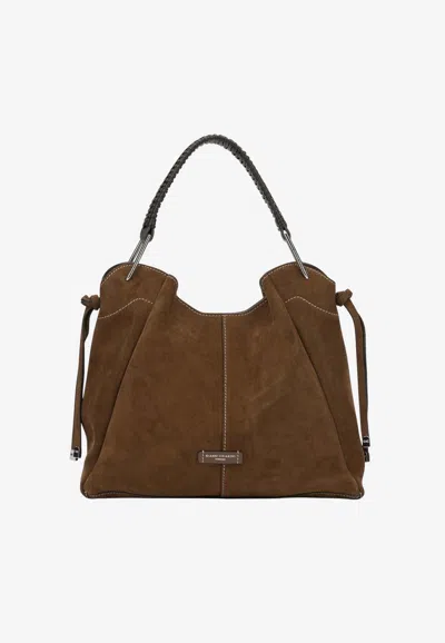 Gianni Chiarini Medium Era Suede Shoulder Bag In Cognac