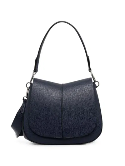 Gianni Chiarini Medium Helena Round Grained-leather Shoulder Bag In Black