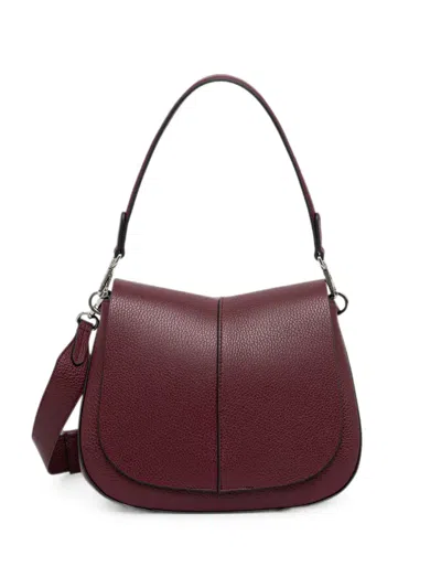 Gianni Chiarini Medium Helena Round Grained-leather Shoulder Bag In Burgundy