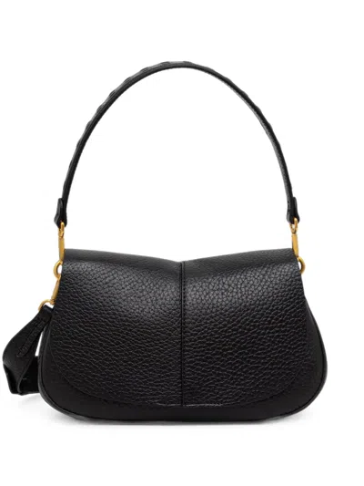 Gianni Chiarini Medium Helena Round Grained-leather Shoulder Bag In Black
