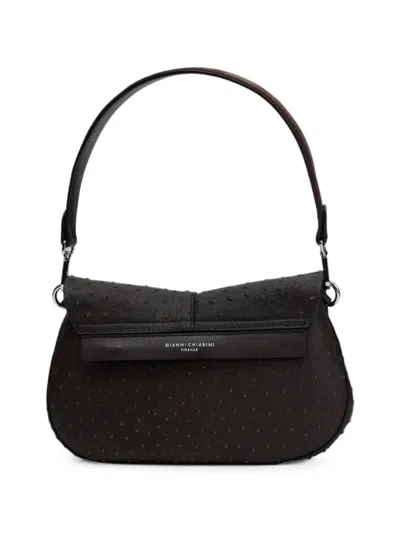 Gianni Chiarini Medium Helena Round Ostrich-effect Leather Tote Bag In Brown