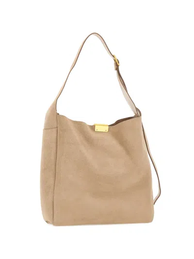 Gianni Chiarini Medium Luz Suede Shoulder Bag In Neutral