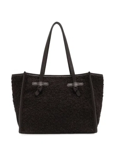 Gianni Chiarini Medium Marcella Leather-trim Tote Bag In Black