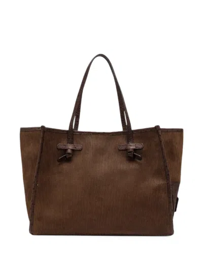 Gianni Chiarini Medium Marcella Leather-trim Tote Bag In Brown