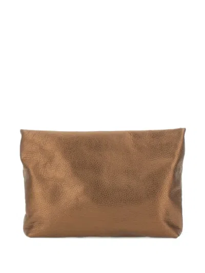 Gianni Chiarini Metallic-effect Clutch Bag In Brown