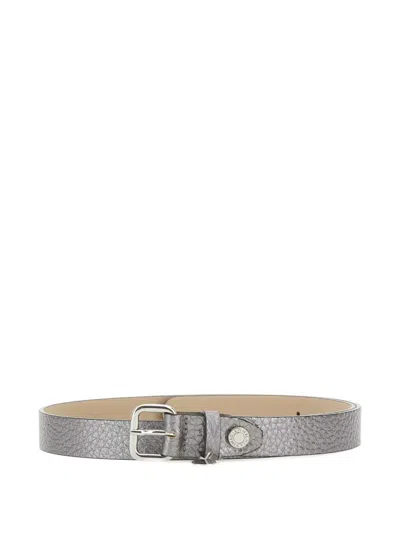 Gianni Chiarini Metallic-finish Leather Belt In Gray