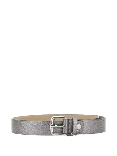 Gianni Chiarini Metallic-leather Buckle Belt In Gray