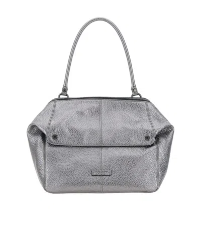 Gianni Chiarini Metallic Leather Shoulder Bag In Gray