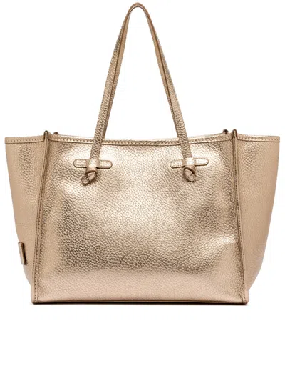 Gianni Chiarini Metallic Leather Totes Marcella In Gold