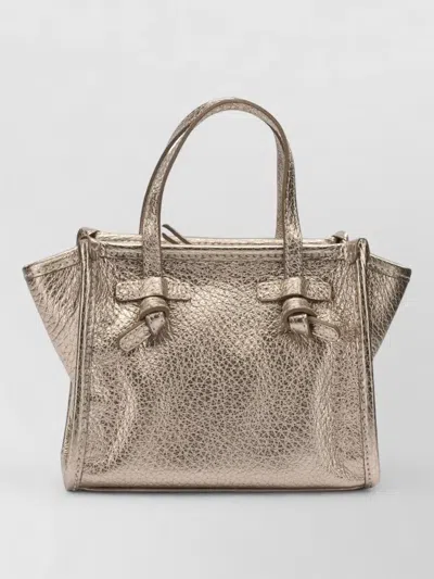 Gianni Chiarini Metallic Textured Crossbody Bag Top Handles Strap