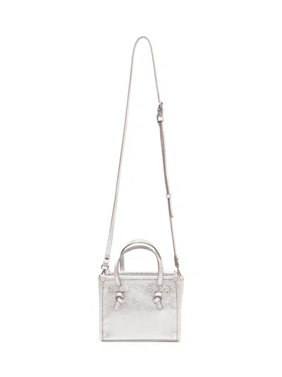 Gianni Chiarini Mini Chic Handbag With Double Handles And Knotted Details In Silver