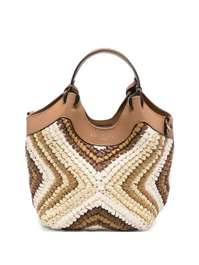 Gianni Chiarini Mini Diamix Woven Geometric-pattern Shoulder Bag In Neutral