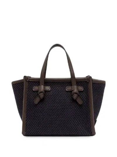 Gianni Chiarini Mini Miss Marcella Chevron-knit Shoulder Bag In Blue