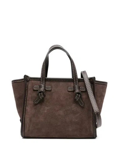 Gianni Chiarini Mini Miss Marcella Knotted Suede Bag In Brown