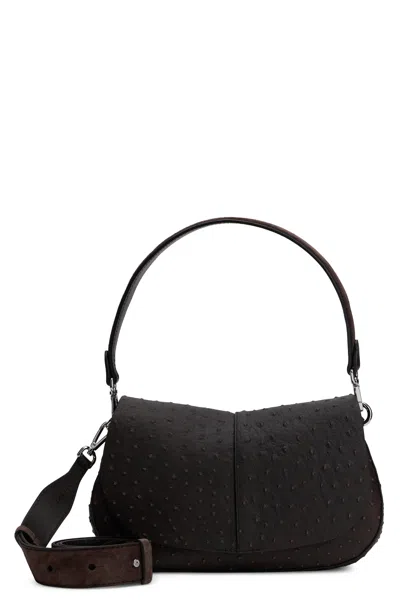 Gianni Chiarini Mini Shoulder Handbag In Calfskin With Adjustable Strap In Brown
