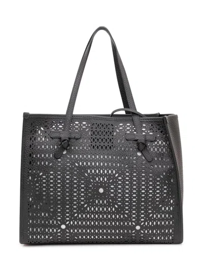 Gianni Chiarini Mini Traforata Shoulder Bag With Double Handles In Nero