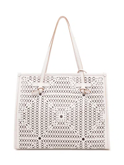 Gianni Chiarini Mini Traforata Shoulder Bag With Double Handles In Sabbia