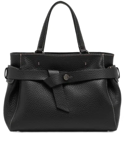Gianni Chiarini Small Miranda Knotted Leather Tote Bag In Black