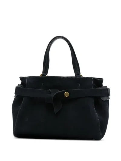 Gianni Chiarini Miranda Buckled Suede Tote Bag In Blue